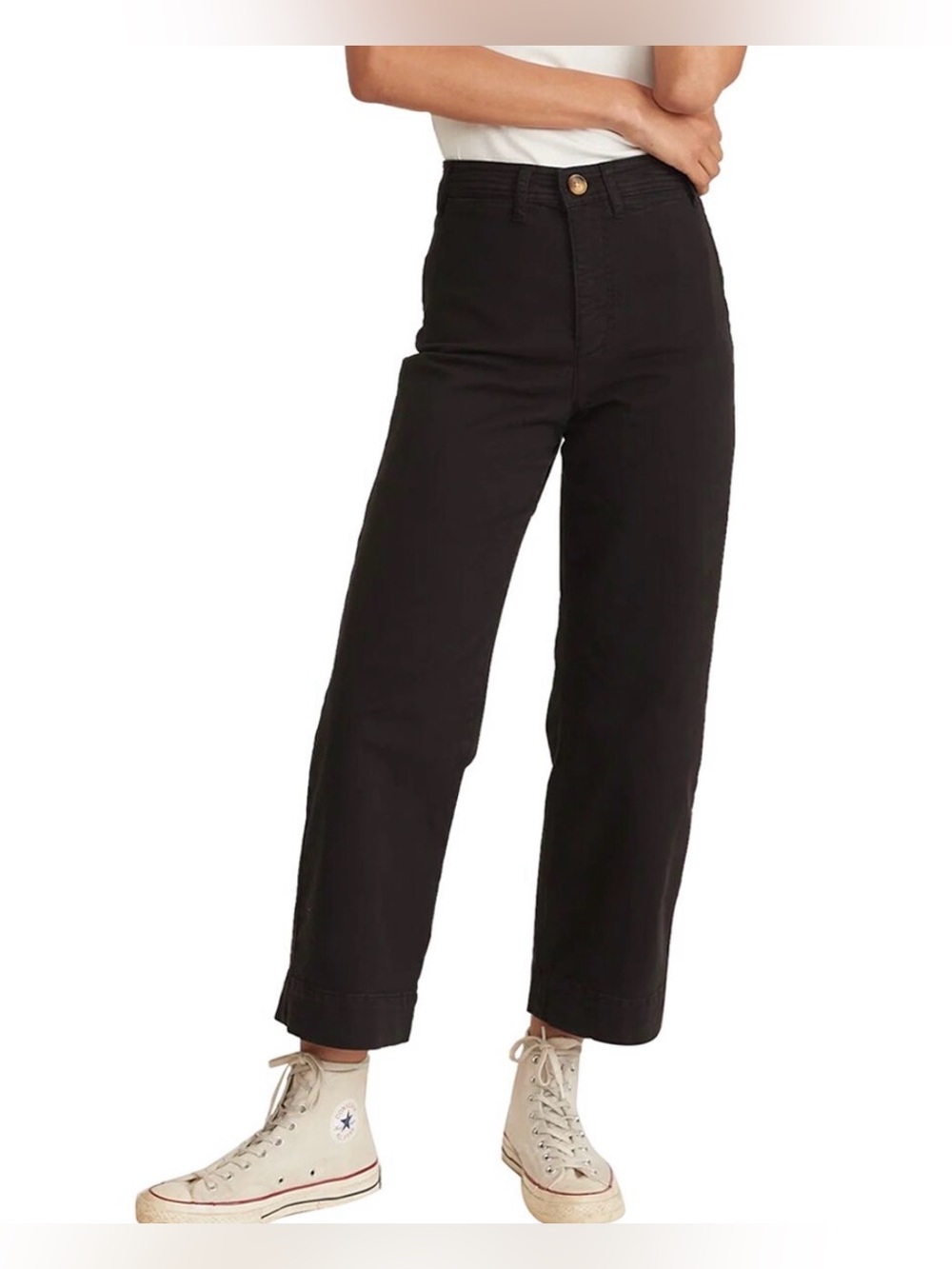 Marine Layer Bridget Black High Rise Wide Leg Crop Pants Women’s Size 6